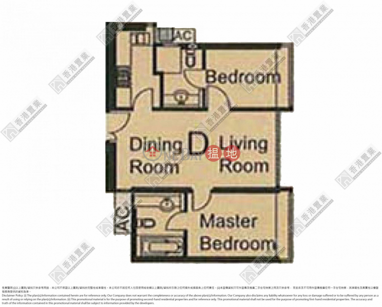 HK$ 18M, The Waterfront Phase 1 Tower 1 | Yau Tsim Mong | Two-bedroom unit with two en-suite bathrooms at The Waterfront